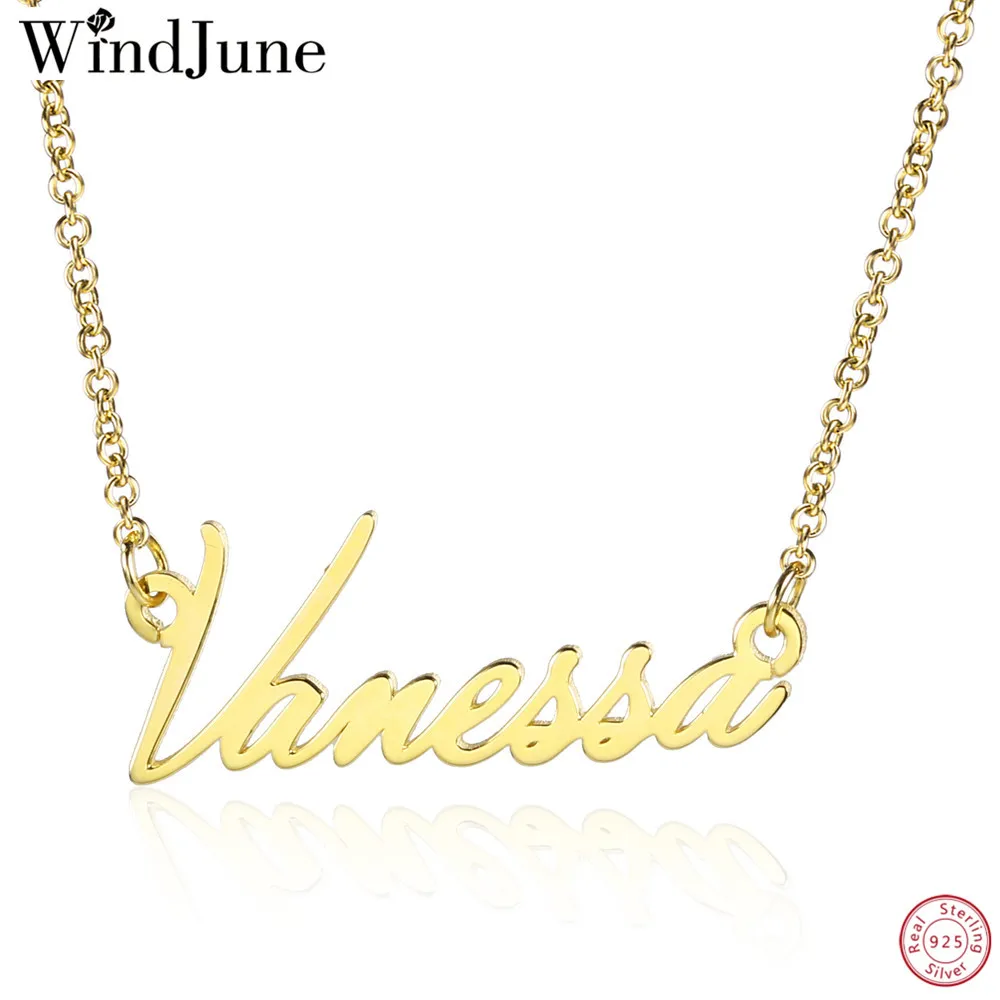

WindJune 925 Silver Personalized Name Necklaces Women Custom Namenecklace & Pendant Nameplate Necklace Mom Gift Dropshipping