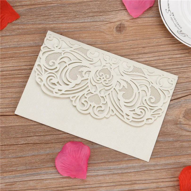  European Openwork Wedding Invitation Creative Birthday Card Invitation 10pcs thanks birthday Stereo - 4000028785709