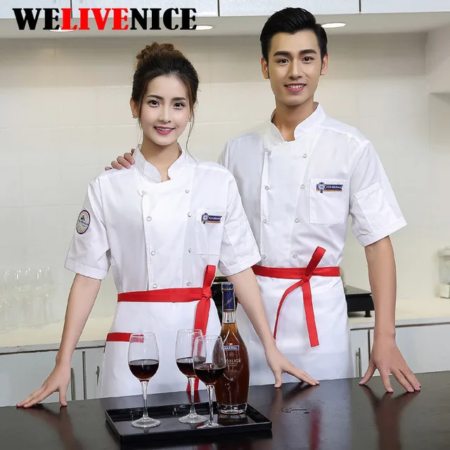 2017 Musim Panas Dapur Chef Jaket Seragam Mantel Rok Lengan Pendek 2017 Musim Panas Dapur Chef Jaket Seragam Mantel Rok Lengan Pendek Plus Ukuran Pakaian Masak Makanan