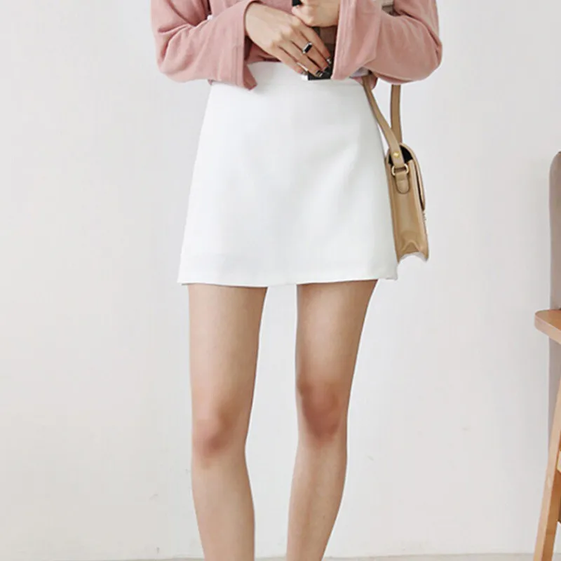 

2019 Fashion Skirt Shorts Fake Two-piece Split Skirts High Waist Zip Up Solid Color Skirt Women's Shorts Vadim Harajuku