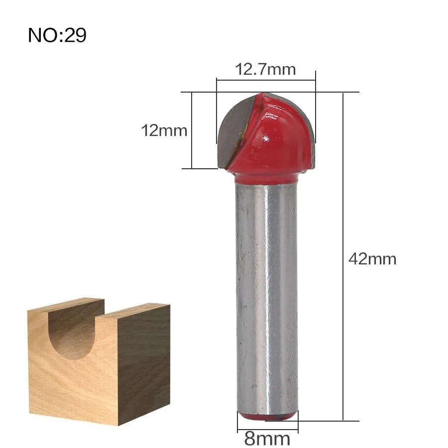 1 шт. 8 мм хвостовик древесины фрезы прямой концевой фрезы триммер очистки заподлицо отделка угловая круглая бухта коробка биты инструменты фрезерные Cutte - Длина режущей кромки: NO29