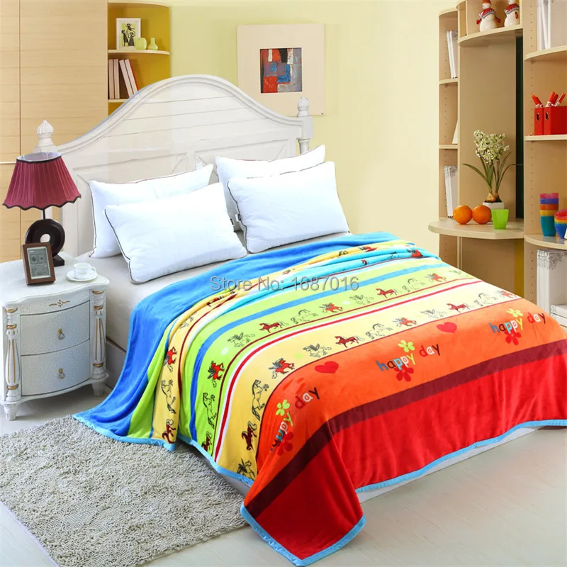 free shipping all size 300GSM flannel cartoon font b horse b font blanket rectangle for child