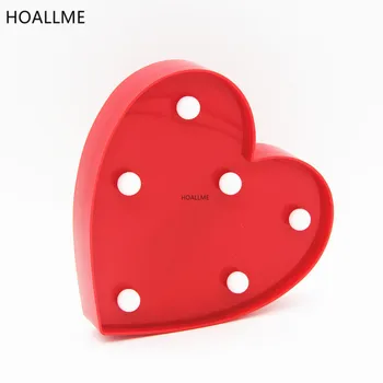 

Plastic Marquee LED Letter Lights Heart Sign Nightlights Battery Operated 6 LEDs Valentines Lamps Valentines Day Decorations