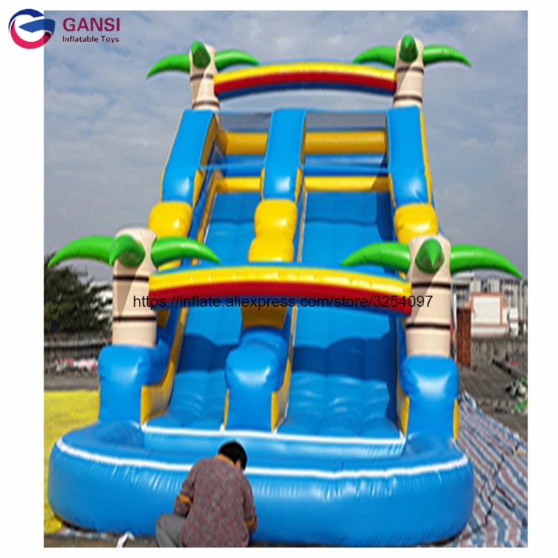 Playground Dry Slides Inflatable Bouncer Slide,0.55Mm Pvc Giant Inflatable Slide With Pool