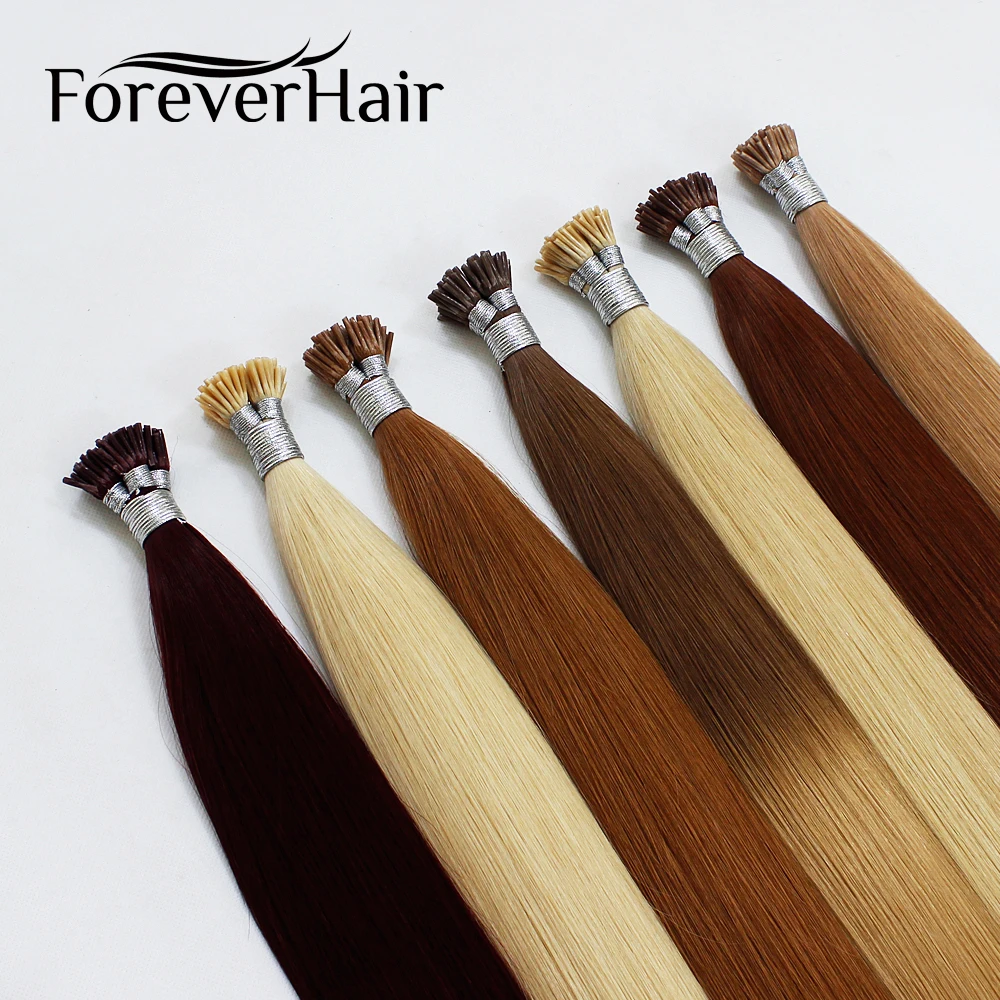 FOREVER HAIR 1 г/локон 1" 18" 2" 24" Настоящие Remy Предварительно скрепленные человеческие волосы для наращивания кератин I Tip прямые человеческие волосы на капсуле 50 г/pac