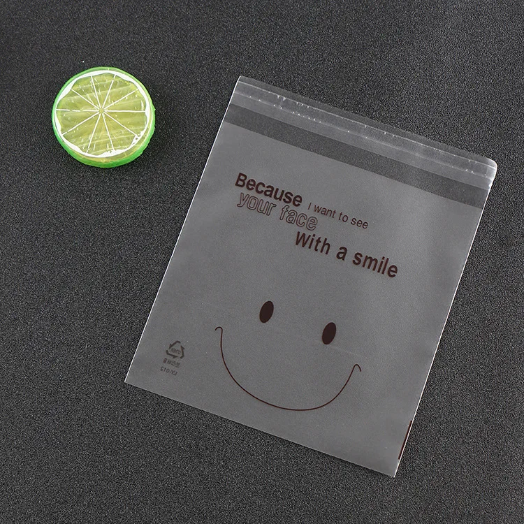 

500PCS Smile Printed Cellophane Cookie Bag Biscuit Plastic Packing Bag Wedding Favor Candy Bag OPP Bag With Self Adhesive 10x10