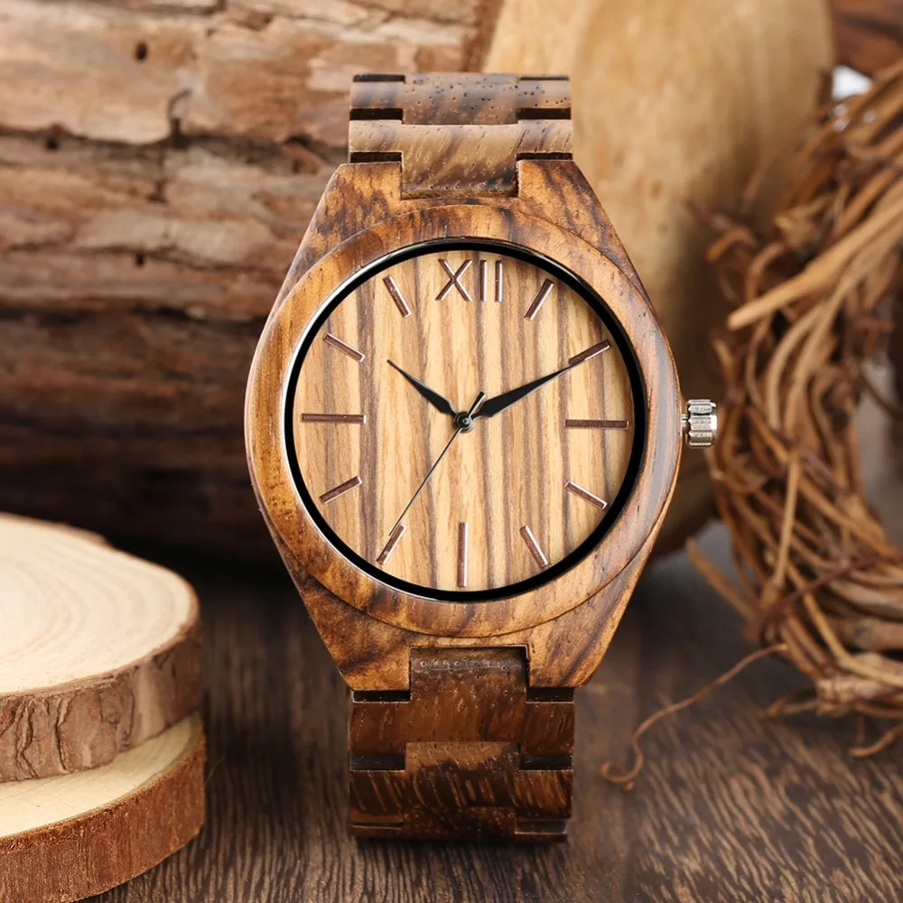 

Chic Wooden Watch for Men Unique No Number Time Scale Marker Exquisitely Wooden Watch for Boy Natural Non-toxic Wooden Watch for