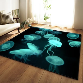 

Modern Large Mat 3D Dream Unicorn Butterfly Jellyfish Carpet Home Decor Living Room Rugs Soft Flannel Bedroom Area Rug Carpet