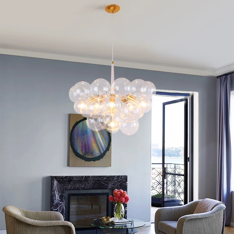 Подвесные светильники, современный скандинавский стеклянный шар, подвесной светильник, светодиодный светильник для ресторана, гостиной, столовой, домашнего освещения
