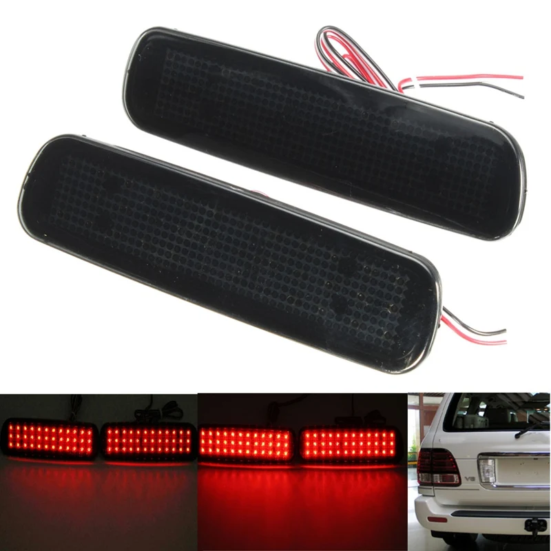 2Pcs Car Fog Red Lens Rear Bumper Reflector Tail Brake SMD LED Light Fog For Lexus