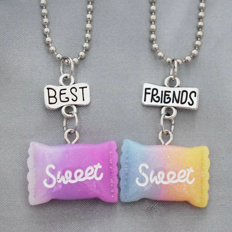 Смола Сладкий Градиент цвета конфеты сахарный кулон ожерелье Дети BFF 3 лучшие друзья навсегда Дружба Ювелирные изделия Подарки для детей