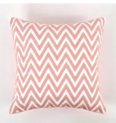 Скандинавская розовая наволочка с вышивкой в полоску, Минималистичная Геометрическая наволочка для дивана, наволочка для гостиной, спальни, поясная наволочка - Цвет: 45x45cm