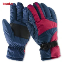 BOODUN зимние теплые лыжные перчатки водонепроницаемые ветроустойчивый сноуборд перчатки с противоскользящей ладоней из искусственной кожи эластичная лента лыжные перчатки
