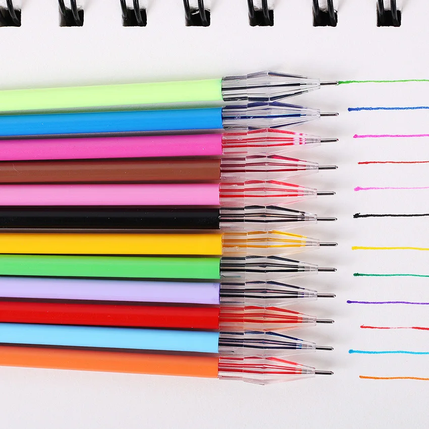 

12PCS/Lot Diamond Head Refill Creative Stationery Candy Color Roller Ball Gel Pen Refill The Core 0.38mm Office School Supplies