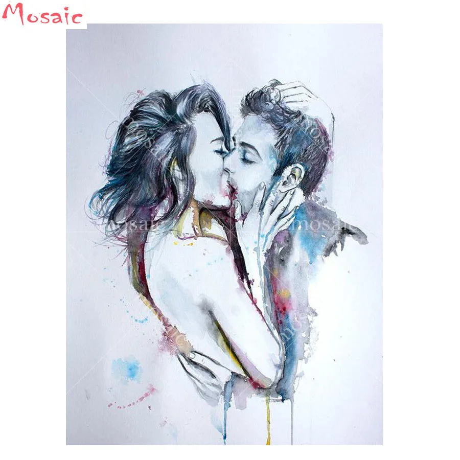 

Couple watercolor Diamond painting Cross Stitch kits,full square Diamond Embroidery portrait,Christmas art, Mosaic diamond,Craft
