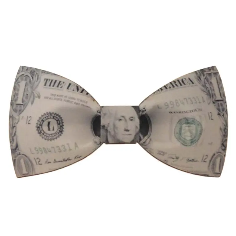 KLV модный Мужской Забавный галстук-бабочка с принтом в виде долларов денег и букв, деревянные магнитные вечерние галстуки высокого качества - Цвет: 1