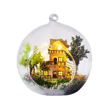 Творческий DIY кукольный домик Миниатюрный с мебели стеклянный шар пеньковая веревка ручной работы Casa игрушка для детей норвежский домик на дереве G016# E