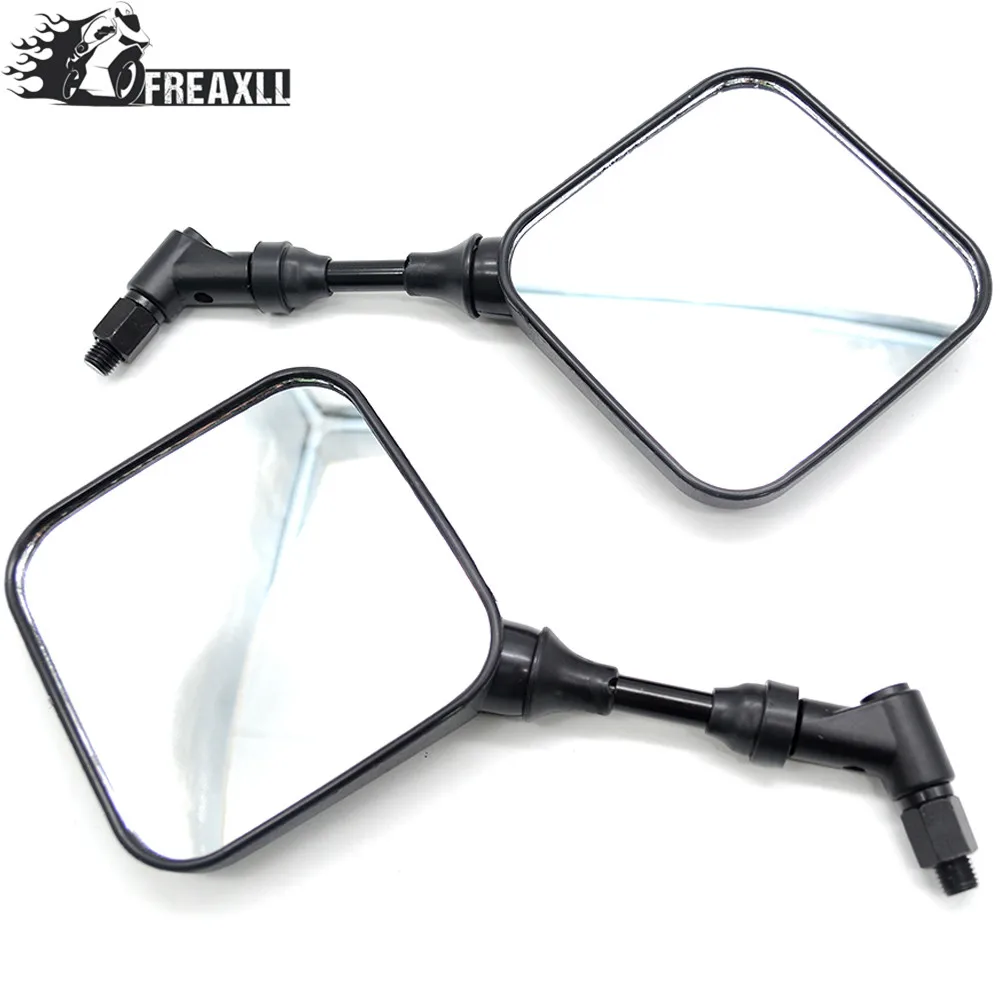 

M10 10mm Black Square Dual Sport Motorcycle Rearview side Mirror Specchi clear glass case for hyosung shadow suzuki intruder