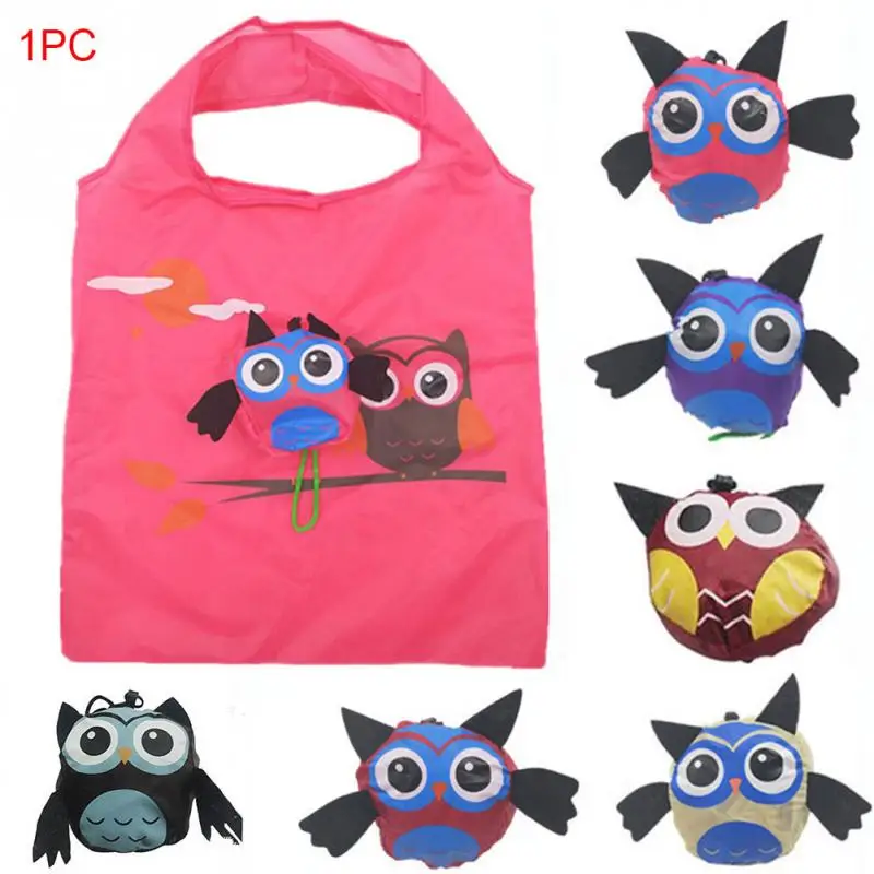 Portable Folding Shopping Bag With Handle Ladies Easy Food Storage Tote Soft Cartoon Animal Travel Reusable Eco-friendly Gift