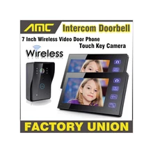 7″ Wireless Video Door Phone Doorbell Intercom with Touch Key night vision Rainproof Camera home video intercom system 2-Monitor