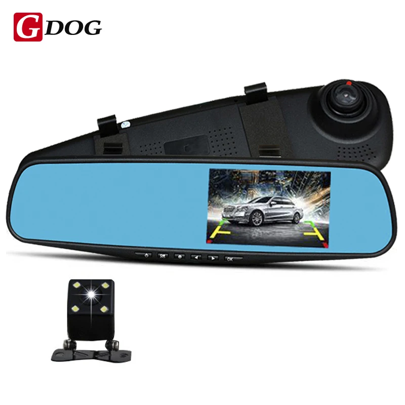 imágenes para Full HD 1080 P 4.3 "HD Pantalla de LED Del Coche DVR Cámara de Doble Lente de Espejo Espejo de La Cámara Con Cámara de Visión Trasera Aparcamiento Monitor de envío gratis imágenes para Full HD 1080 P 4.3 "HD Pantalla de LED Del Coche DVR Cámara de Doble Lente de Espejo Espejo de La Cámara Con Cámara de Visión Trasera Aparcamiento Monitor de envío gratis