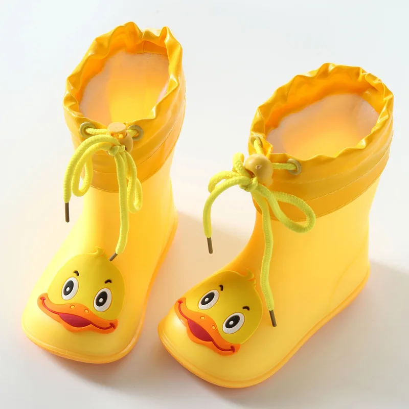 Autumn Winter Warm Plush Waterproof Kids Rain Shoes Boys Girls Baby Rubber Boots Soft PVC Snow Boots Children Rain Boots CSH789 - Цвет: duck