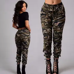 Летние камуфляжные брюки для девочек женские штаны карго эластичный пояс для женщин военные брюки повседневное тонкий карандаш брюки