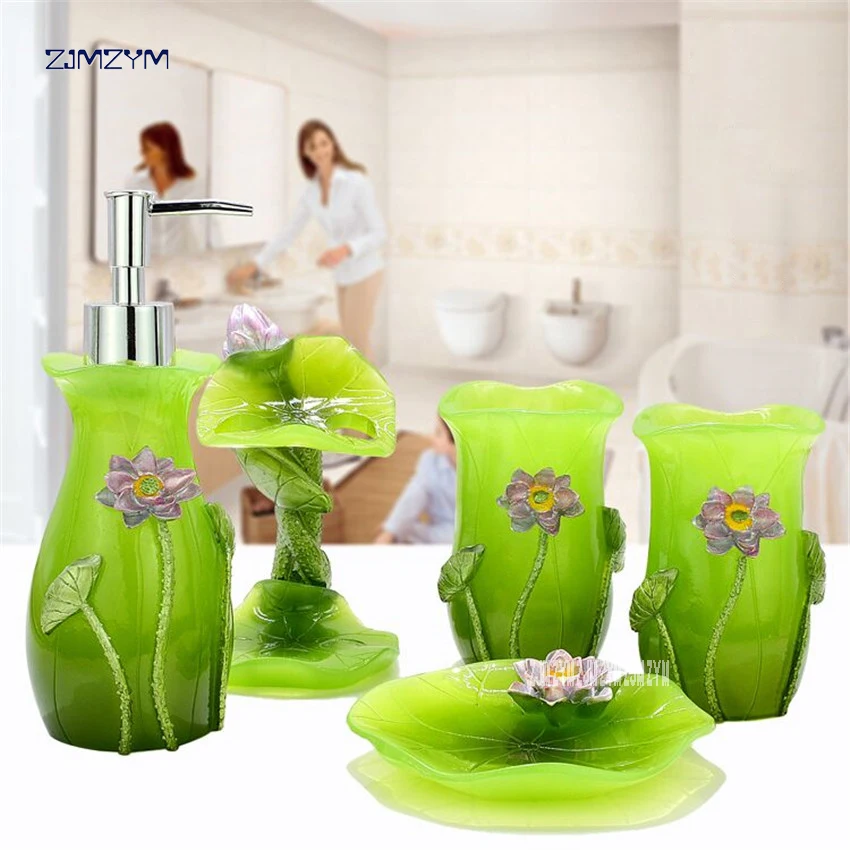 

Luxury European-style resin bathroom five sets of bathroom supplies bathroom suite toiletries set Bathroom Accessories Sets