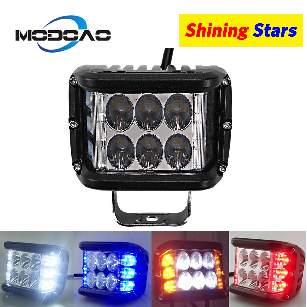 

3600lm 45W 3 face car work light can be used for off-road vehicle engineering car ATV white red blue yellow Flash Warning