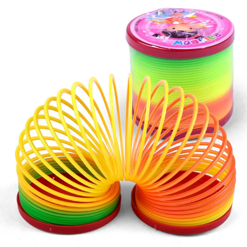 

New Magic Plastic Tight Rainbow Spring Colorful New Children Funny Classic Rainbow Circle Toy Color Random