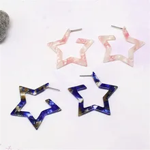 UJBOX милые серьги-гвоздики со звездами из ацетата, японские корейские большие синие розовые серьги-гвоздики с уксусной кислотой, E501