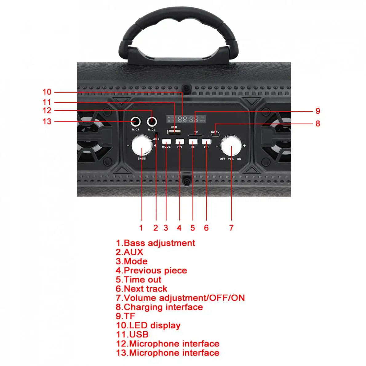 Уличный цветной светильник, сабвуфер, Bluetooth, динамик с FM TF, AUX, USB, микрофон, разъем для дома, вечерние, для активного отдыха