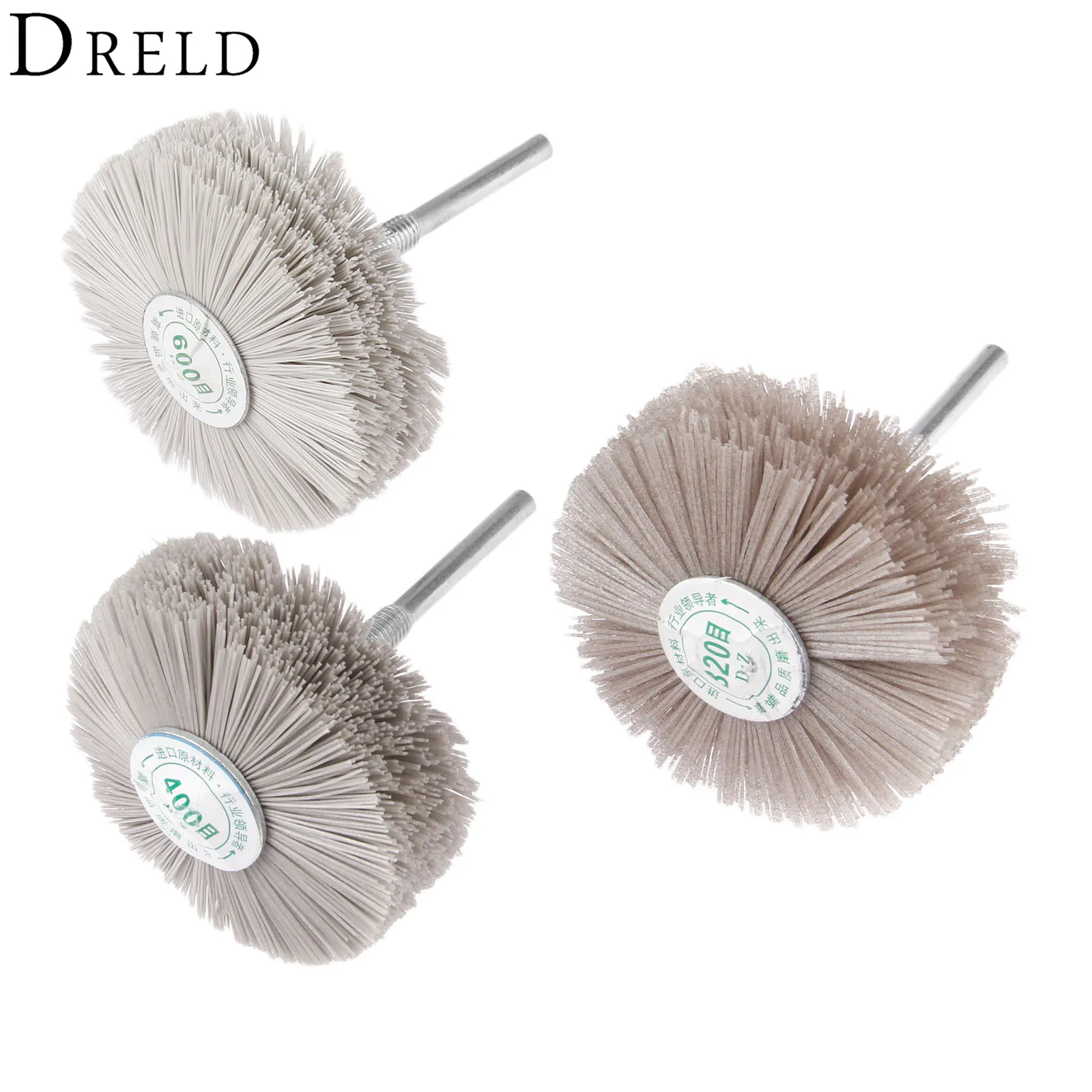 

DRELD 3Pcs Dremel Accessories Nylon Wheel Brush Wood Metal Polishing Buffing Grinding Wheel 320# 400# 600# for Drill Rotary Tool