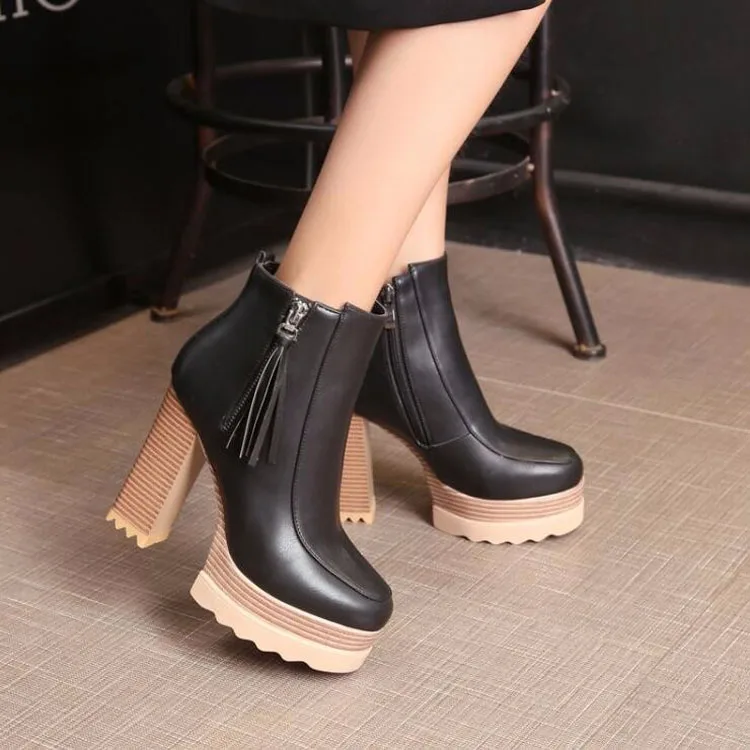 New Women High Heels Ankle Boots Zipper Casual Platform Shoes Woman Fashion Motorcycle Boots Girls Warm Autumn Winter Botas 2017 (12)