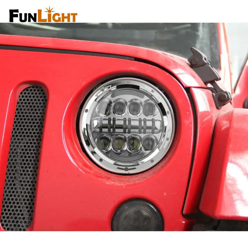 

2psc New Car Accessories 7" Round 80w LED Hi/Lo Beam H4 Projector Headlight for Jeep Wrangler JK Land rover defender lighting