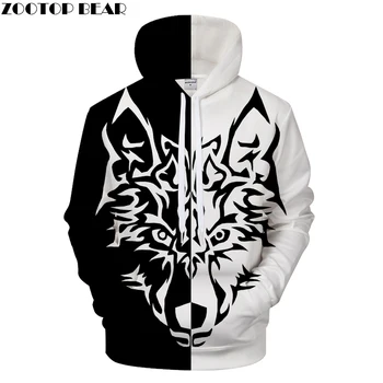 

Anime Wolf Sweatshirts Men Hoodies Black Hoody 3d Printing Pullover Animal Tracksuit Streetwear Coat 6XL Drop Ship ZOOTOP BEAR