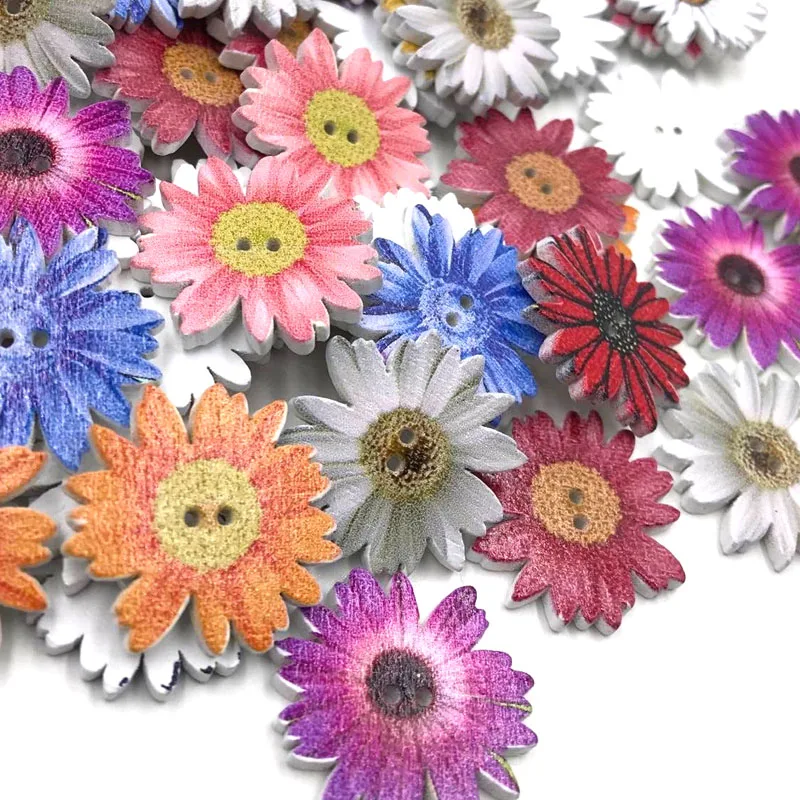 botones geom/étricos de colores vintage para decoraci/ón de ropa infantil KST Botones de madera 100 piezas,Botones con patr/ón de flores de pintura mixta elaboraci/ón de bricolaje