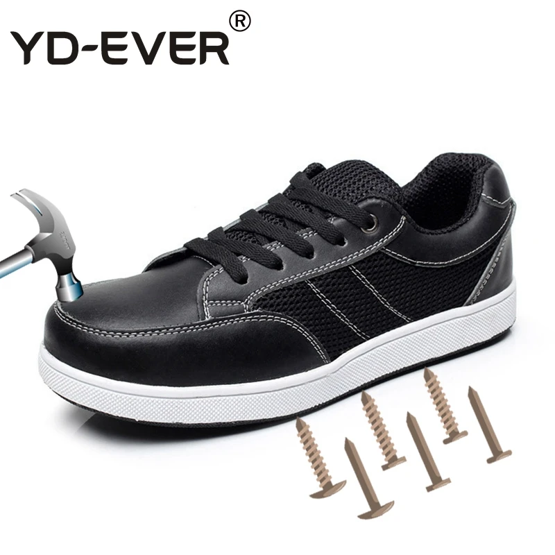 YD EVER Safety Shoes Men Breathable Casual Work Shoes With Steel Safety