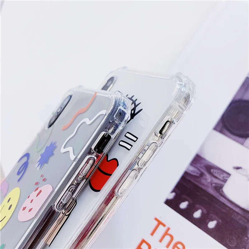 POBLU Fashion Girl Cases For iphone XR XS Max Cute Smiley Face Plant TPU Soft Back Phone Cover Shell For iphone 6s 7 8 Plus Capa