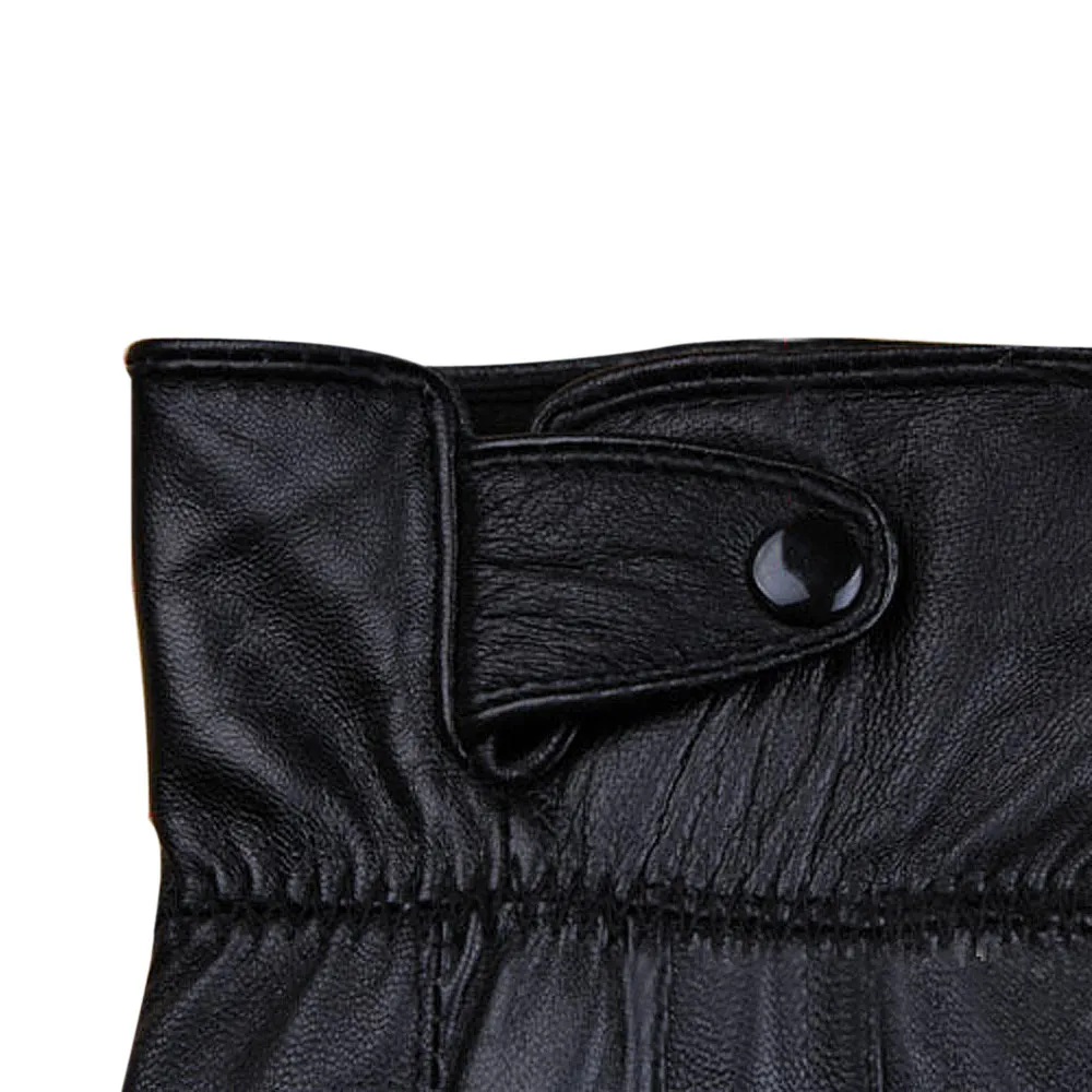 Перчатки мужские зимние кожаные черные перчатки на пуговицах теплые варежки Роскошные из искусственной кожи для вождения мужские настоящие guantes handschoenen 18Nov