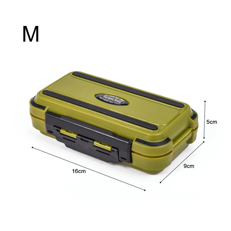 Рыболовная коробка пластиковая Водонепроницаемая дешевая снасти для подледной рыбалки коробки для хранения приманки аксессуары коробка чехол для рыболовной снасти - Цвет: Army green M