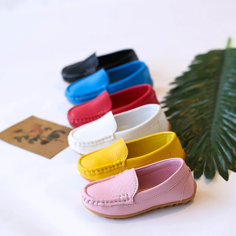 

Children PU Leather Shoes Kids Non-slip Flats Candy Color Baby Comfortable Shoes Big Kids Cow Muscle Fashion Shoe Size 21-36