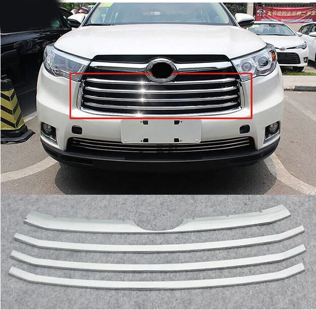 Аксессуары подходят для 2014 2015 Toyota HIGHLANDER KLUGER Хром передний гриль Решетка Вставка