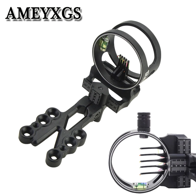 

1pc Archery 5pin Bow Sight 0.019" Fiber Right Hand Black Fit Compound Bow Shooting Hunting Aiming Accessories