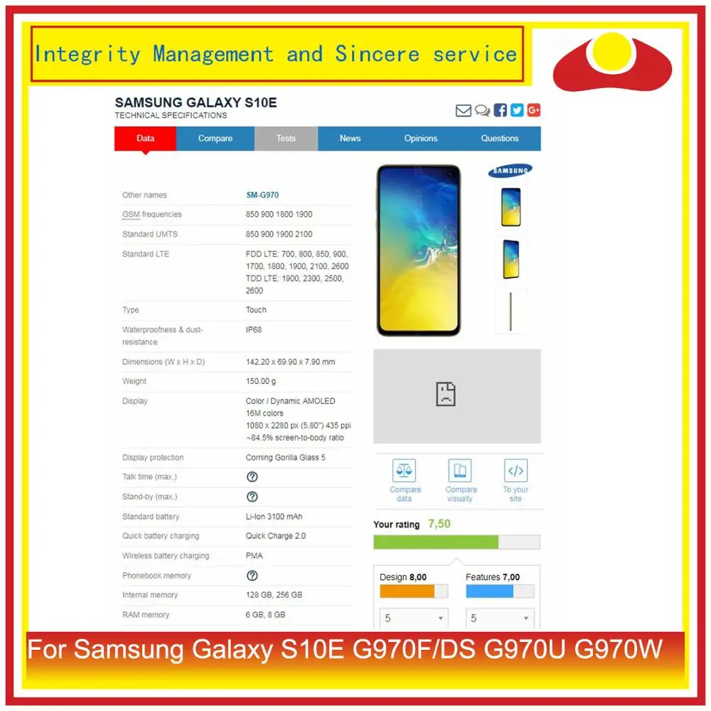 Оригинальный чехол для Samsung Galaxy S10E G970F/DS G970U G970W корпус батарейного отсека задняя