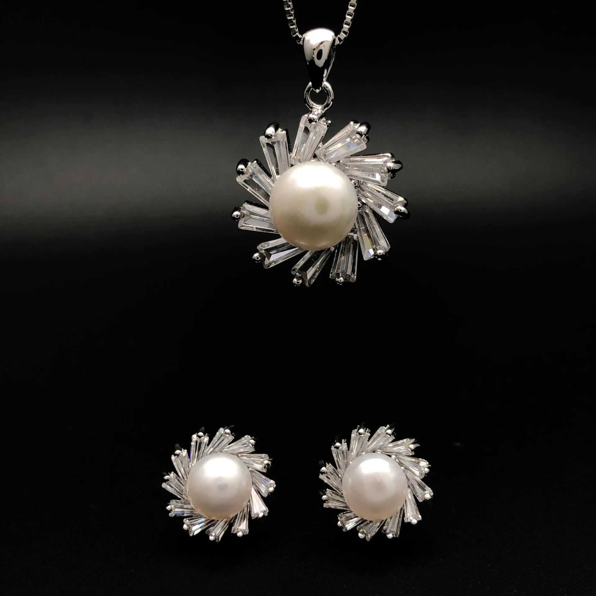 sun flower CZ pearl necklace woman S925 silver nacklace Jewelry Clavicle chain pendant charms Mother