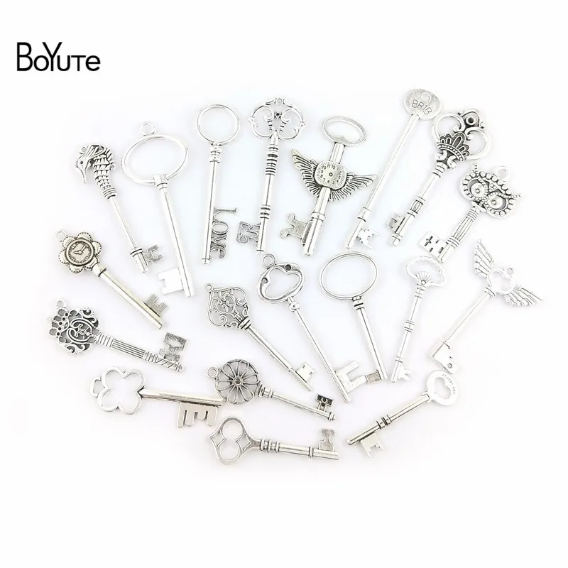 BoYuTe Mix 19 Styles Antique Silver Big Key Pendant Diy Hand Made Jewelry Accessories Factory Wholesale (3)