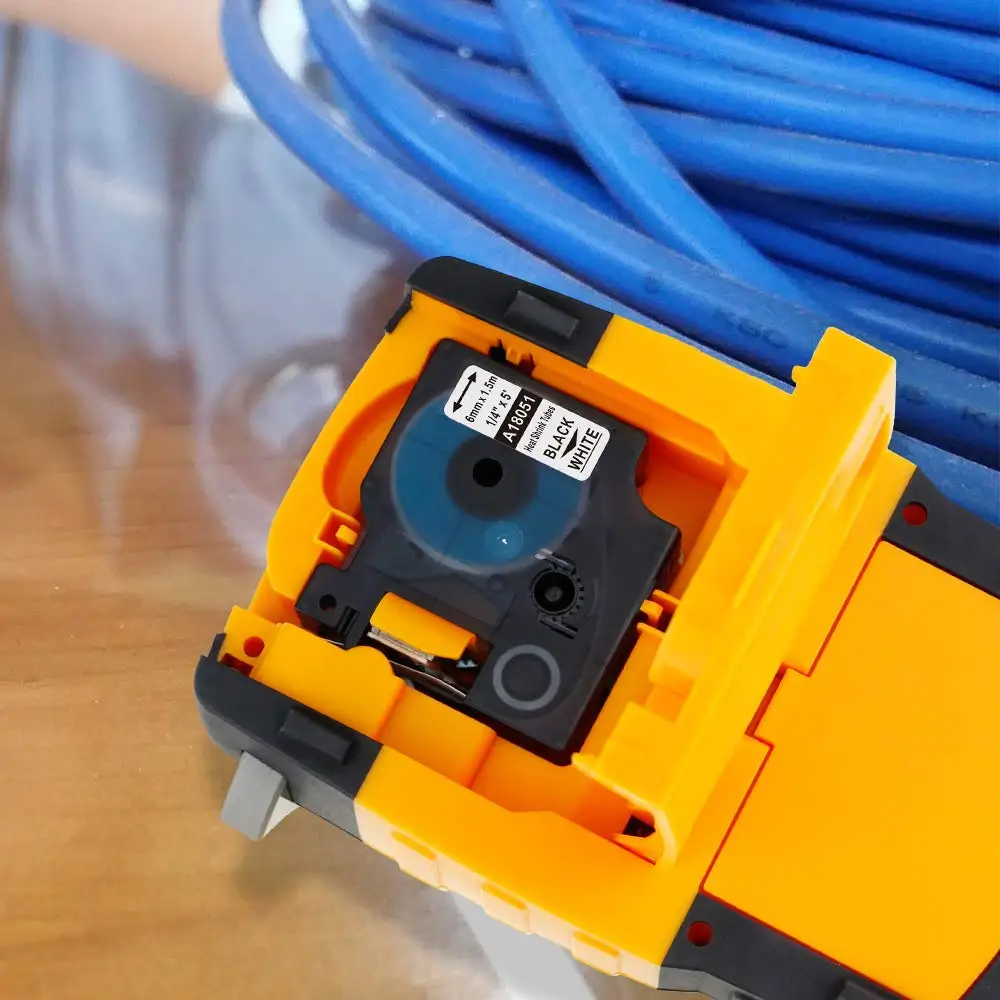 Compatível do Tubo Industrial da Etiqueta de Dymo 18051 do Psiquiatra do Calor de Dymo das Fitas da Etiqueta de 10 1.5m para a Impressora Preto Industrial Pces no Branco 6mm * de 10 - Imagem 3