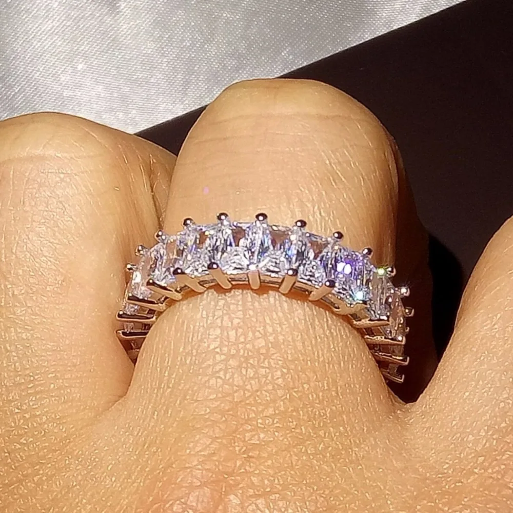 Женское кольцо из серебра 925 пробы с фианитом|wedding band ring|band ringwedding |