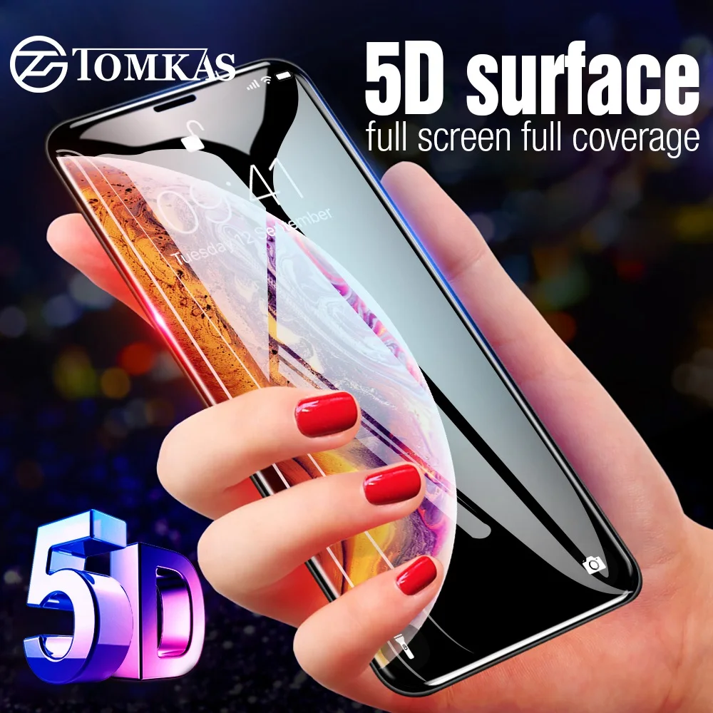  TOMKAS 5D Glas Für iPhone XS Max XR Gehärtetem Glas Voll Abdeckung Rand Glas Film Für iPhone X XS M